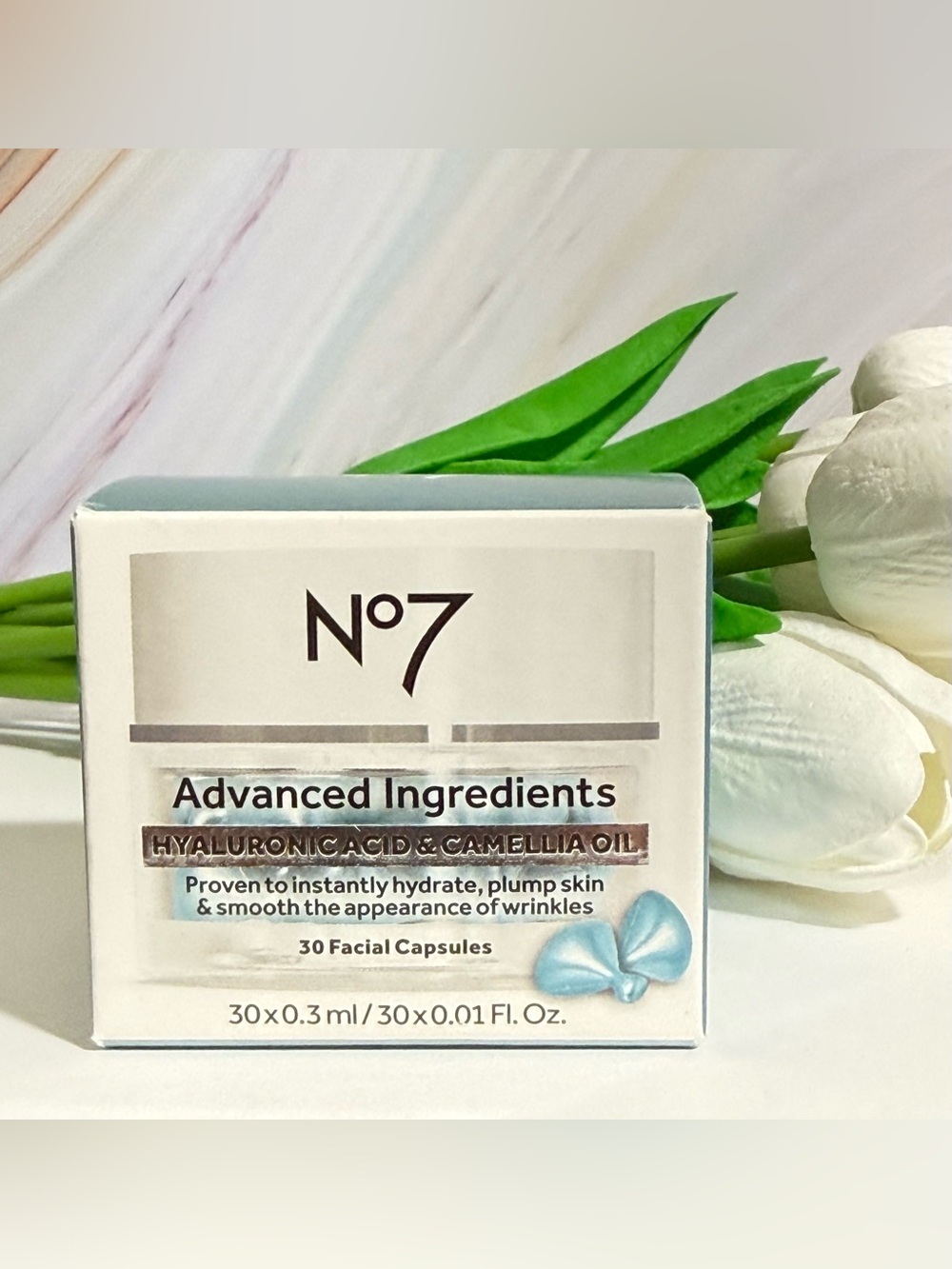 No7 Advanced Ingredients Hyaluronic Acid & Camellia Oil Facial Capsules - 30ct